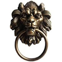 Aldabón Antiguo Aldaba Bestia Jefe León Cobre Tire Tire Puerta Retro Anillo Decorativo Accesorios de Puerta Decoración…